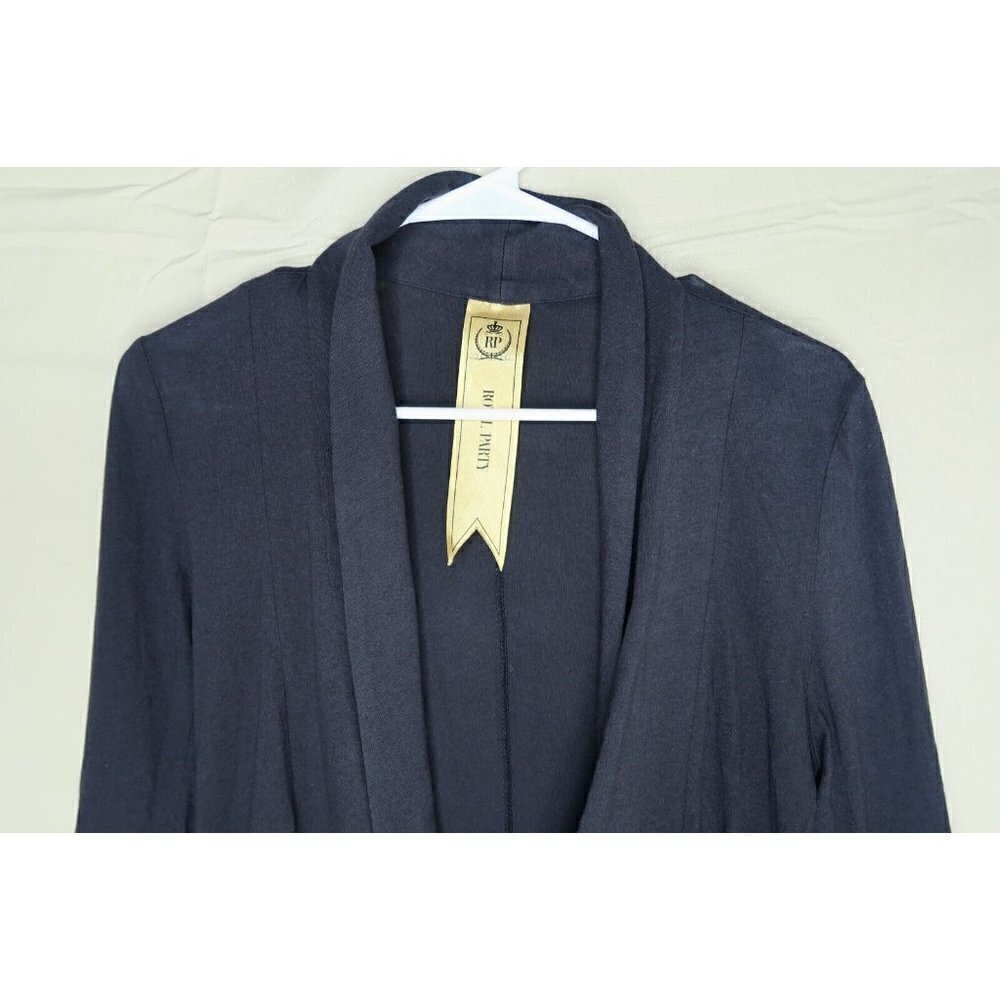 Royal Party Cardigan Black One Button Soft Cotton Rayon Blend Womens Size 38 - Picture 2 of 9